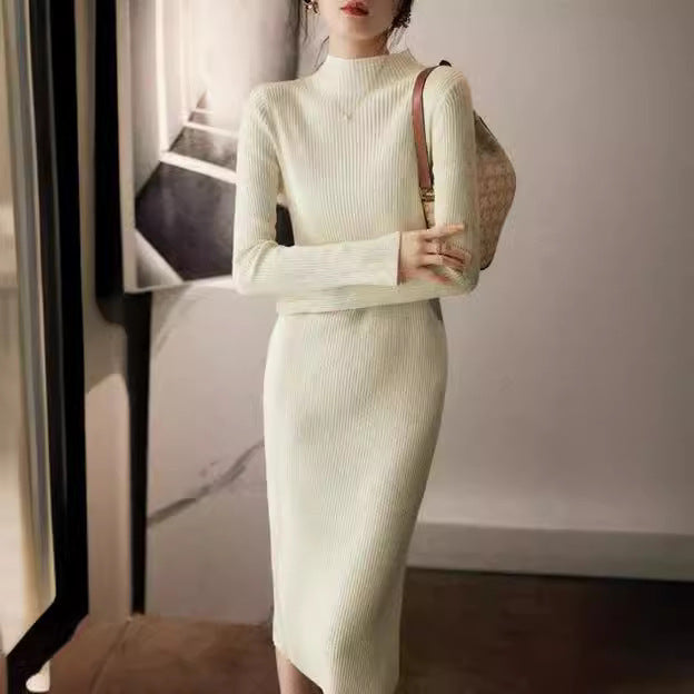 Robe en tricot pour femmes avec col montant et fentes latérales Chic und Stil
