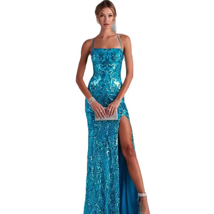 Dames Robe de soirée élégante avec des accents transparents et une fente haute Chic und Stil