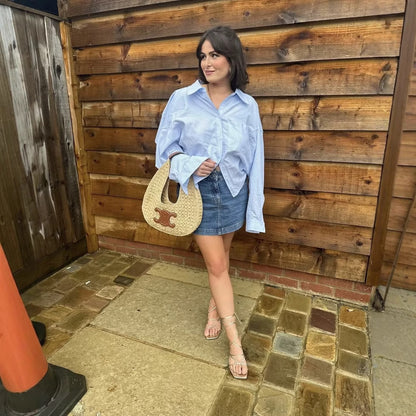 Dames chemise stylée, courte, avec un motif rayé de bon goût et des tailles modernes Chic und Stil