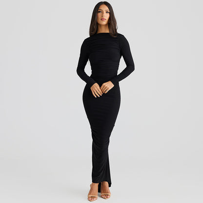 Robe longue élégante pour femmes avec effet froncé raffiné Chic und Stil