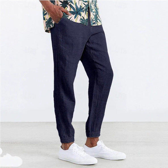 Casual linen pants for men with elastic waist and side pockets Chic and Style