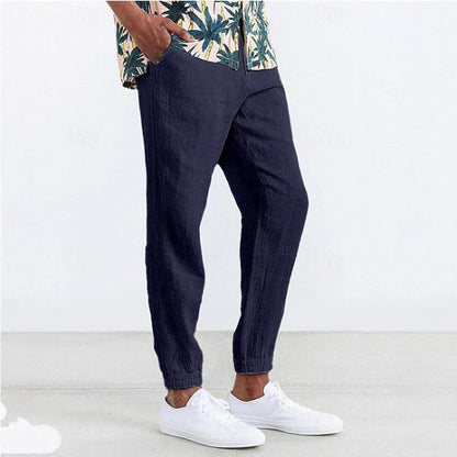 Casual linen pants for men with elastic waist and side pockets Chic and Style