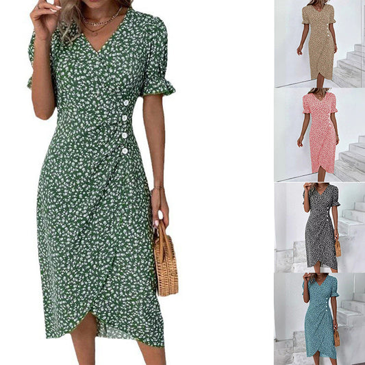 Robe portefeuille florale inspirée vintage pour femmes Chic und Stil