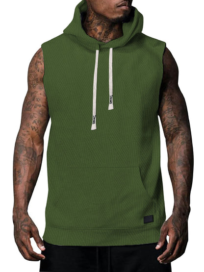 T-shirt à capuche sans manches pour hommes avec design texturé et poche kangourou pratique Chic und Stil