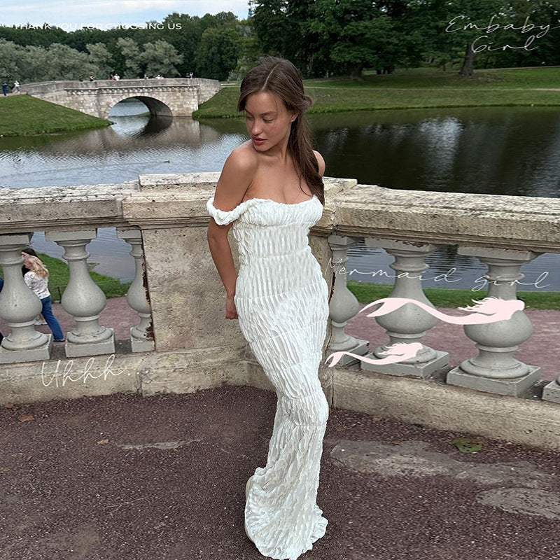 Dames Robe Maxi Élégante à Une Épaule Chic und Stil