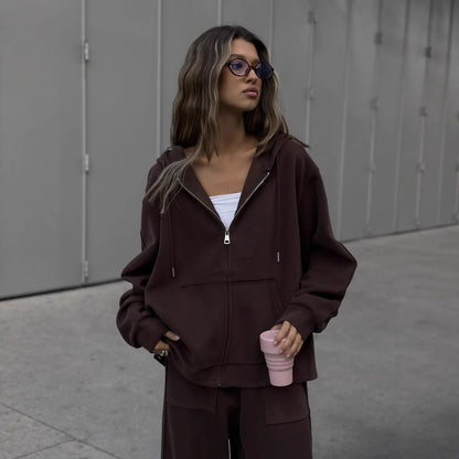Dames Ensemble de loungewear surdimensionné confortable avec capuche Chic und Stil