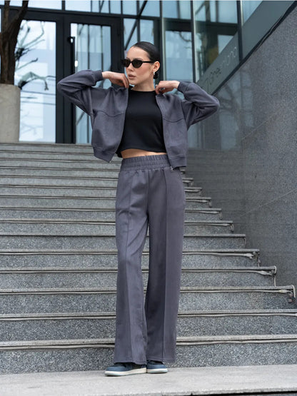 Women's sports set with short jacket and stylish pants Chic and Style