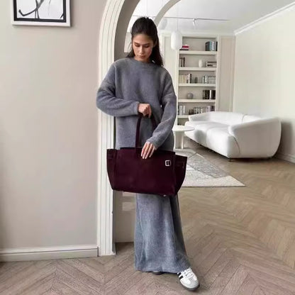 Dames Ensemble en Tricot Douillet à Coupe Larges Chic und Stil