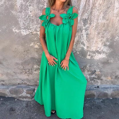 Robe maxi fluide pour femmes avec liens décoratifs aux épaules Chic und Stil