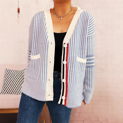 Pull en tricot pour femmes avec motif rayé à la mode Chic und Stil
