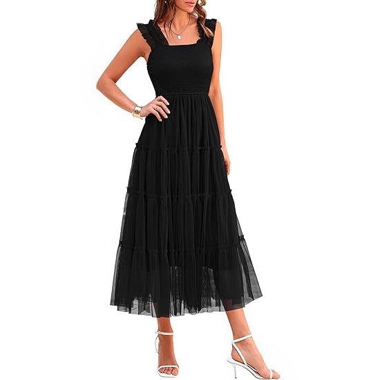 Robe maxi pour femmes avec jupe en tulle volumineuse et manches en dentelle Chic und Stil