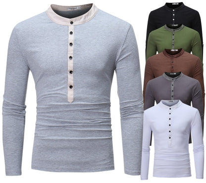 Chemise à manches longues pour homme avec col montant tendance et détail de bouton Chic und Stil