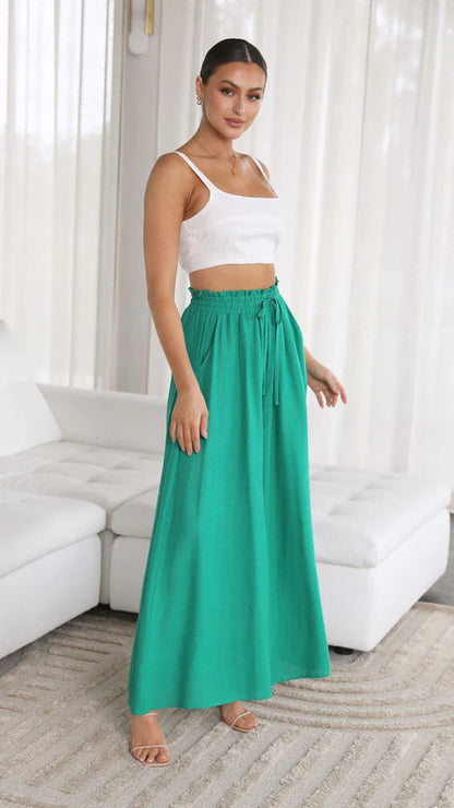 Jupe maxi légère pour femmes avec ceinture élastique ajustée et poches latérales pratiques Chic und Stil