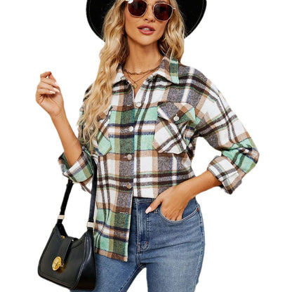 Chemise oversize à carreaux pour femmes en flanelle douce Chic und Stil