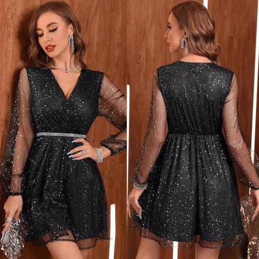 Robe portefeuille scintillante Chic und Stil pour femmes