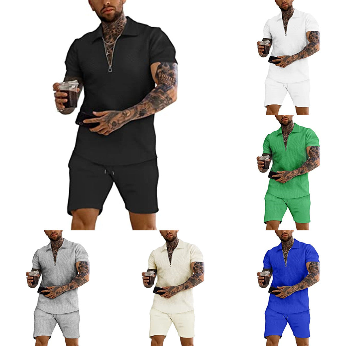 Costume décontracté à col zippé structuré pour hommes Chic und Stil