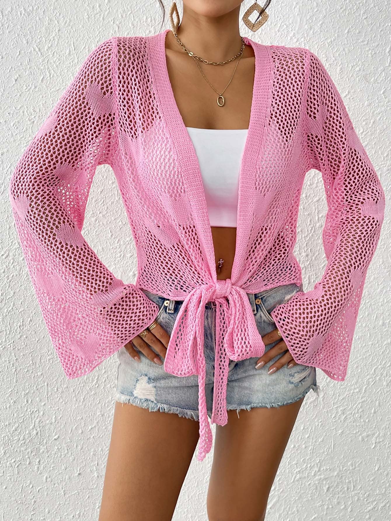 Dames Crochets Plage Couverture Cardigan Chic und Stil