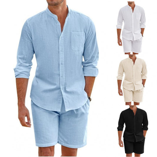 Chemise en lin légère pour hommes avec shorts assortis Chic und Stil