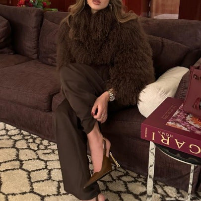 Dames Cardigan en peluche avec des manches volumineuses Chic und Stil