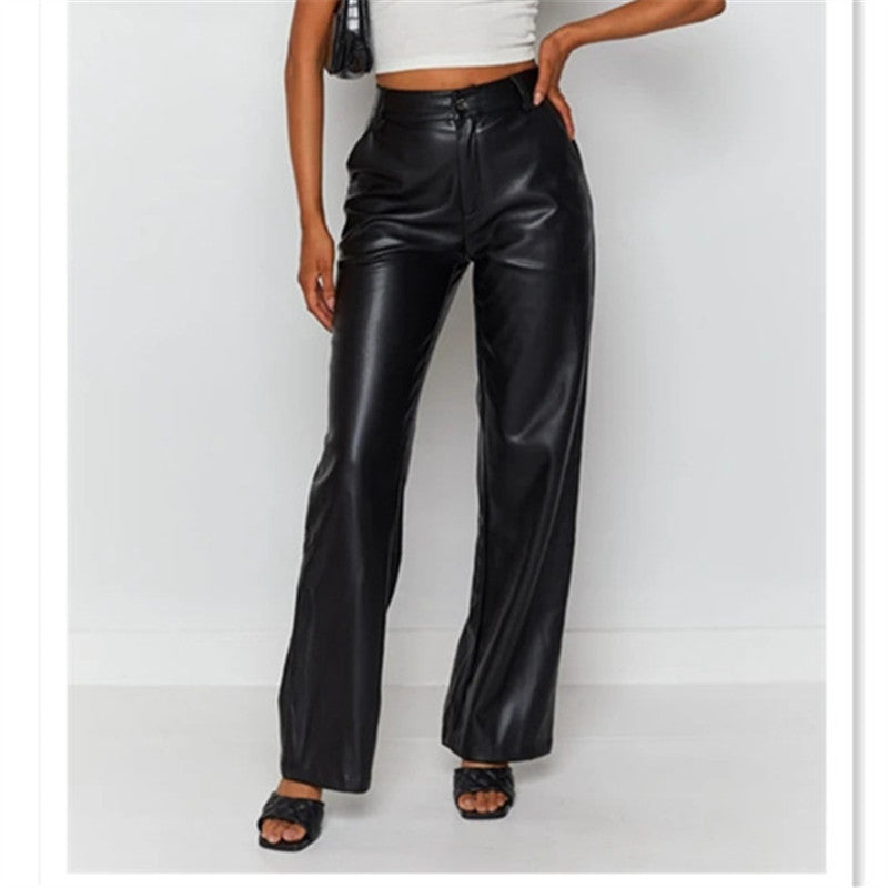 Elegant faux leather trousers for women, high-waisted design Chic und Stil