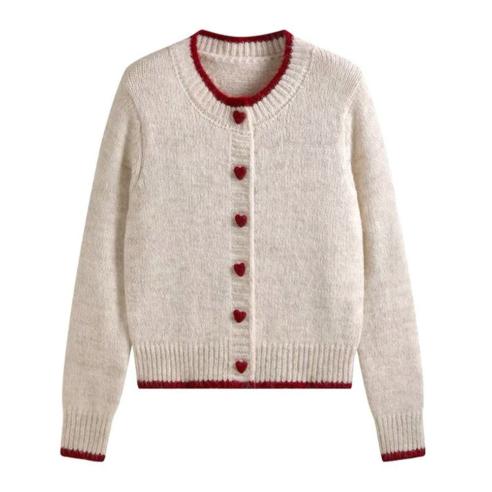 Dames gilet en tricot douillet avec boutons en forme de cœur et conception de manches raffinée Chic und Stil