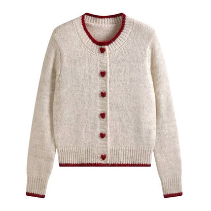 Dames gilet en tricot douillet avec boutons en forme de cœur et conception de manches raffinée Chic und Stil