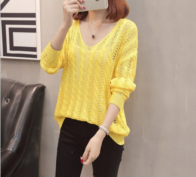 Pull en tricot pour femmes avec un élégant décolleté en V et un motif ajouré décontracté Chic und Stil