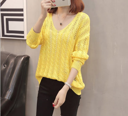 Pull en tricot pour femmes avec un élégant décolleté en V et un motif ajouré décontracté Chic und Stil