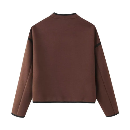 Elegant transition jacket for women with contrasting edges Chic und Stil