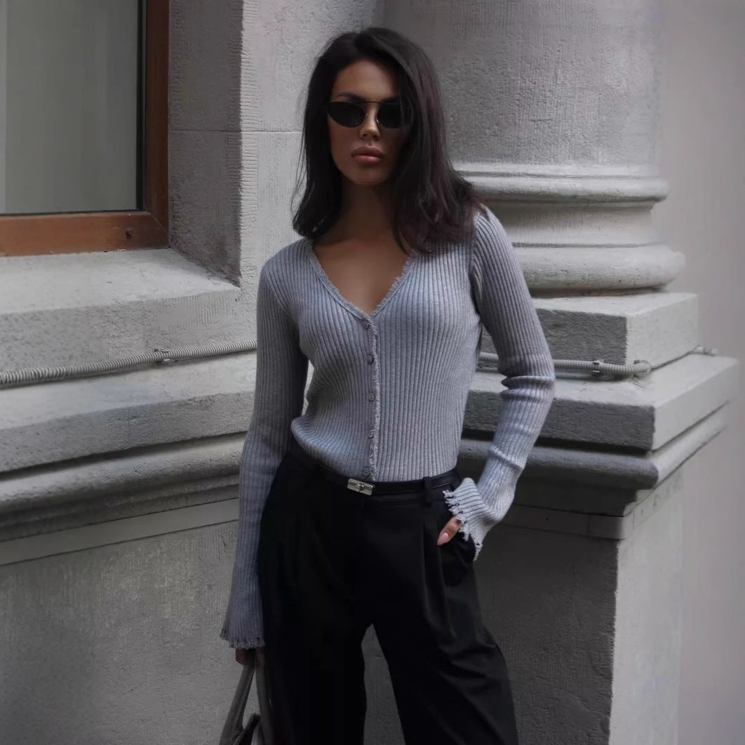 Cardigan décontracté pour femmes avec ouverture à boutons et ourlet raffiné Chic und Stil