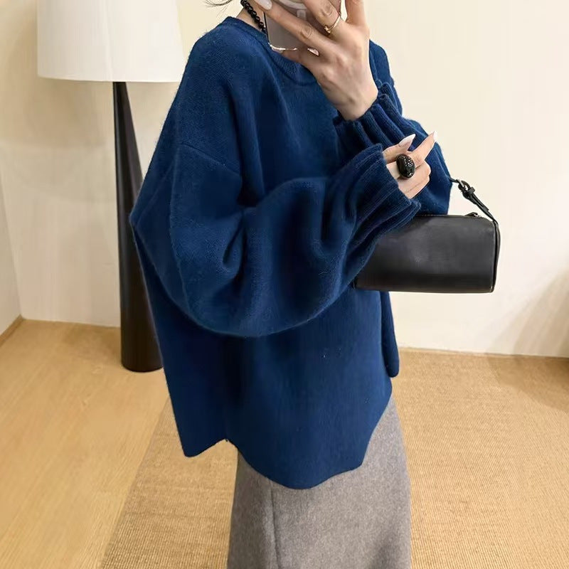 Pull décontracté pour femmes avec design de manches texturées enroulées Chic und Stil