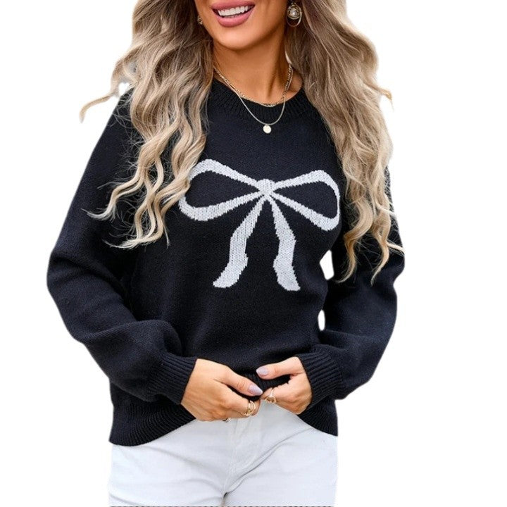 Pull en tricot pour femmes avec un motif de nœud charmant et des détails à la mode Chic und Stil