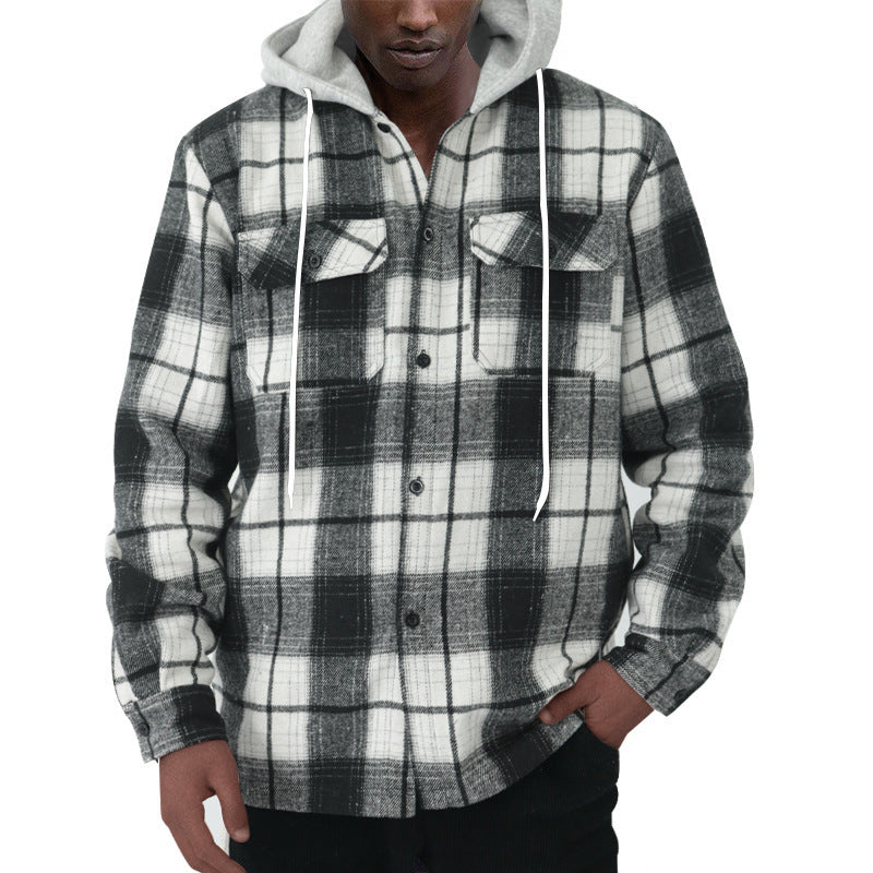 Chemise de loisirs à carreaux pour hommes avec col à capuche amovible Chic und Stil
