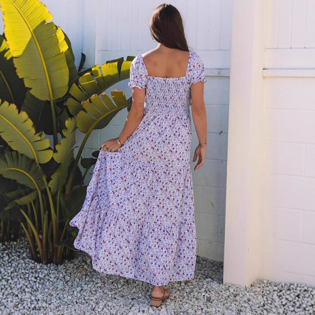 Robe maxi femme avec motif floral nostalgique et haut élastique Chic und Stil