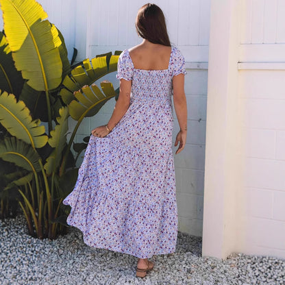 Robe maxi femme avec motif floral nostalgique et haut élastique Chic und Stil