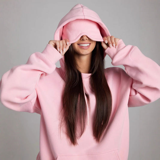 Dames pull à capuche douillet avec masque de sommeil intégré Chic und Stil