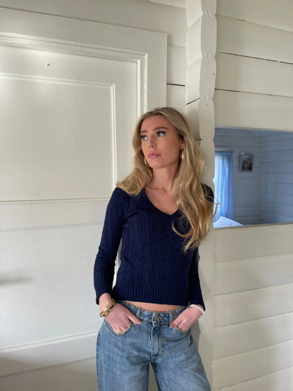 Pull en tricot pour femme avec décolleté en V et manches longues Chic und Stil