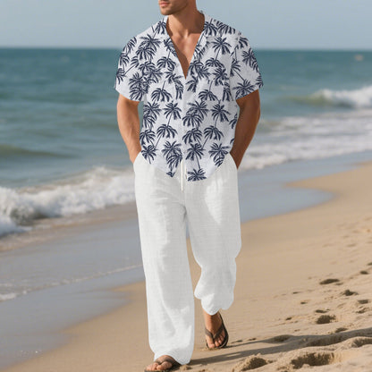 Casual men's outfit with tropical print and comfortable pants Chic and Style