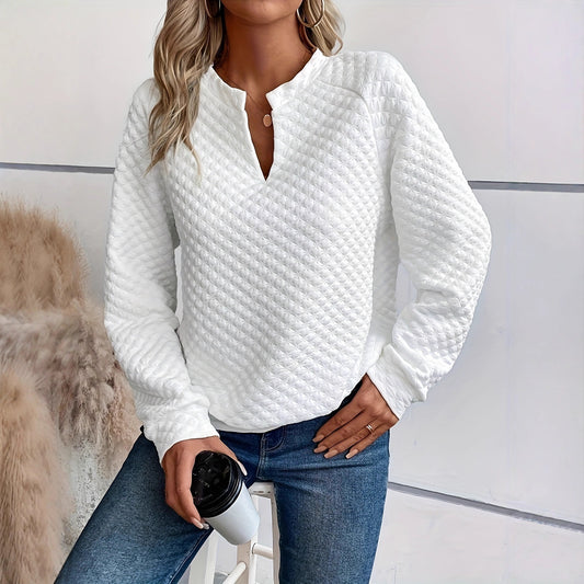 Pull en tricot pour femmes avec un motif texturé et un décolleté en V à la mode Chic und Stil