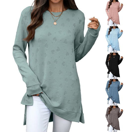 Dames décontractée tunique à manches longues avec motif tissé Chic und Stil