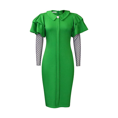 Robe fourreau pour dames avec des manches bouffantes et des inserts à pois Chic und Stil