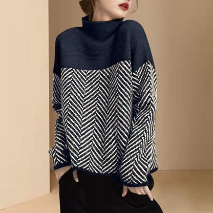 Pull en tricot confortable pour femmes avec un motif zigzag à la mode Chic und Stil