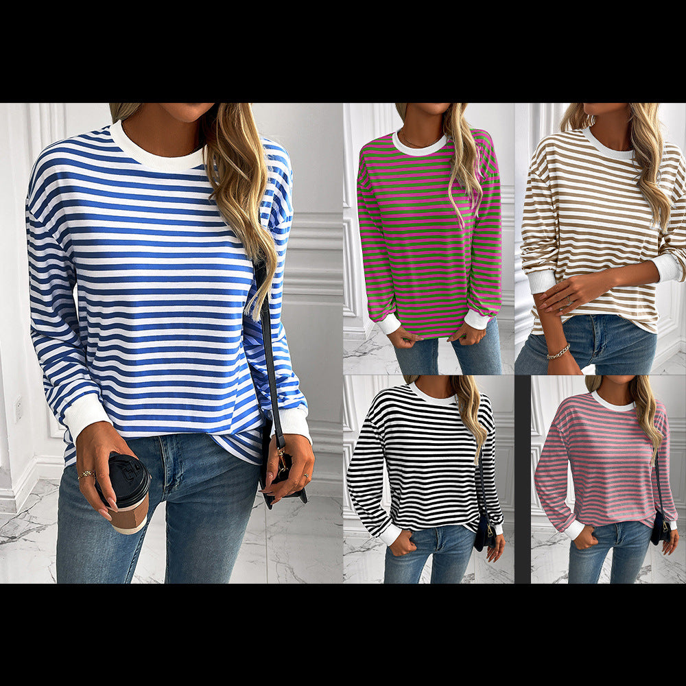 Pull à manches longues rayé pour femmes avec coupe décontractée Chic und Stil