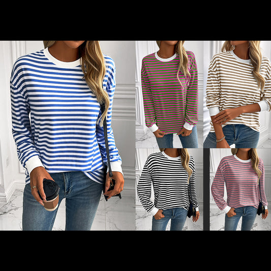 Pull à manches longues rayé pour femmes avec coupe décontractée Chic und Stil