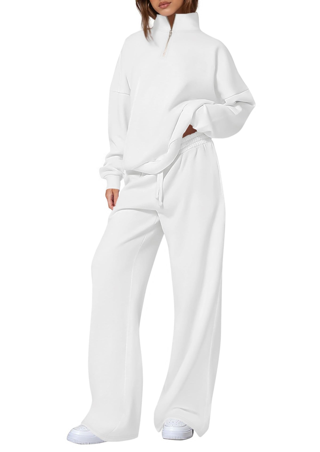 Ensemble de sweatpants décontracté pour femmes avec col montant et fermeture éclair Chic und Stil