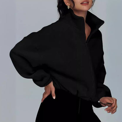 Pull oversized à col haut et fermeture éclair pour dames Chic und Stil