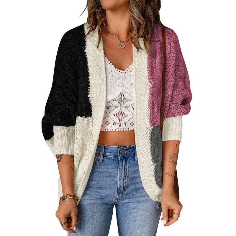 Dames gros tricot cardigan avec motif coloré et coupe décontractée Chic und Stil