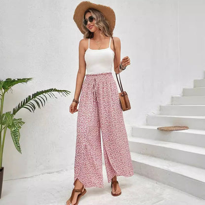Summer palazzo pants for women with elastic waist and floral pattern Chic and Style