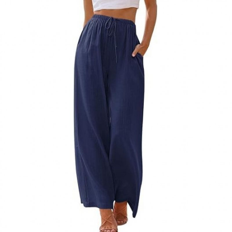 Wide palazzo pants for women with elastic waistband and side pockets Chic und Stil