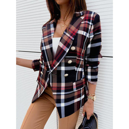 Blazer à carreaux pour dames à double boutonnage sur mesure Chic und Stil